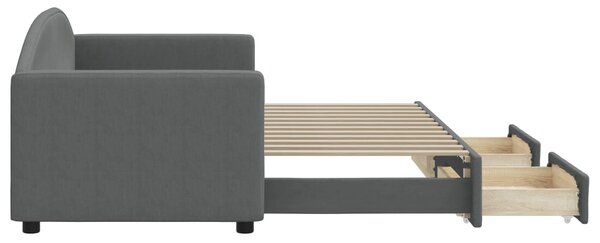 Válenda s přistýlkou a zásuvkami tmavě šedá 80 x 200 cm textil 3197220