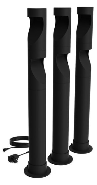 Zahradní sloupkové svítidlo LED 2700K čierna IP44 PHILIPS GardenLink Low Volt Desi Kit 8720169387010 adaptér, balení 3 ks, kabel