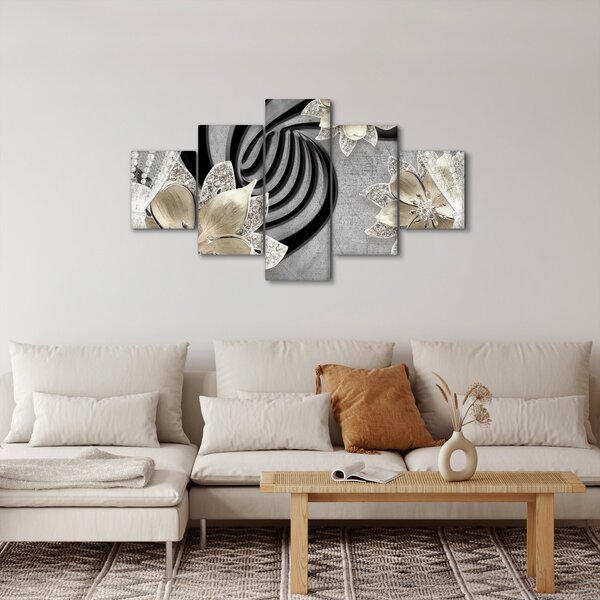 Obraz - 3D zlaté květy (125x70 cm)