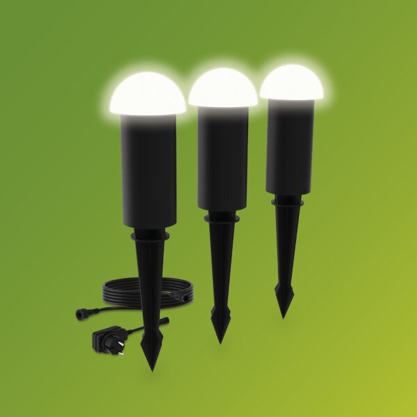 Zahradní sloupkové svítidlo LED 2700K čierna IP44 PHILIPS GardenLink Low Volt Edwina Kit 8720169386990 adaptér, balení 3 ks, kabel
