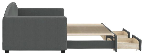 Válenda s přistýlkou a zásuvkami tmavě šedá 90 x 200 cm textil 3197225
