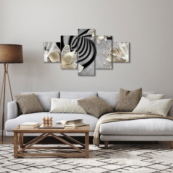 Obraz - 3D zlaté květy (125x70 cm)