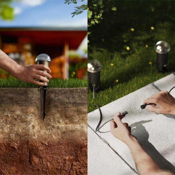 Zahradní sloupkové svítidlo LED 2700K čierna IP44 PHILIPS GardenLink Low Volt Edwina Kit 8720169386990 adaptér, balení 3 ks, kabel