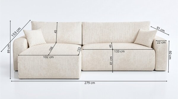 Rozkládací sedací souprava do L - Lavana XL - hnědá