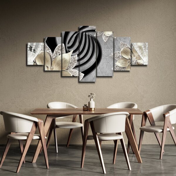 Obraz - 3D zlaté květy (210x100 cm)