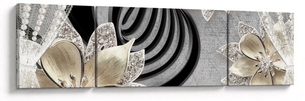Obraz - 3D zlaté květy (170x50 cm)