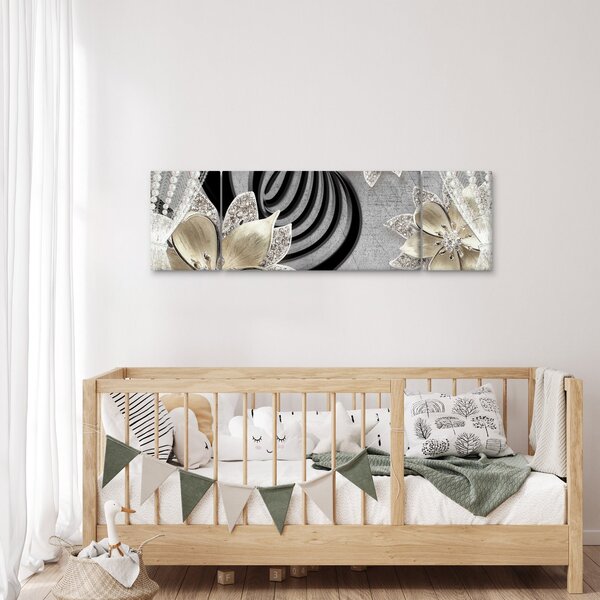 Obraz - 3D zlaté květy (170x50 cm)