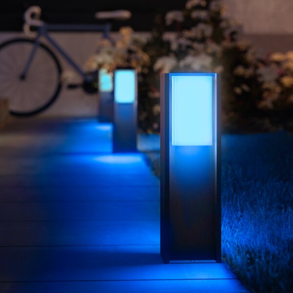 Zahradní sloupkové svítidlo 1x E27 2000–6500K antracitová IP44 Philips HUE White and Color Ambiance Turaco 8721103118455