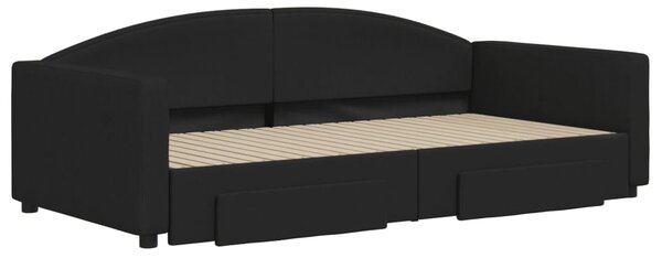 Válenda s přistýlkou a zásuvkami černá 100 x 200 cm textil 3197231