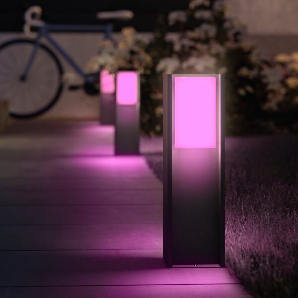 Zahradní sloupkové svítidlo 1x E27 2000–6500K antracitová IP44 Philips HUE White and Color Ambiance Turaco 8721103118455