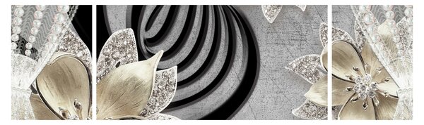 Obraz - 3D zlaté květy (170x50 cm)