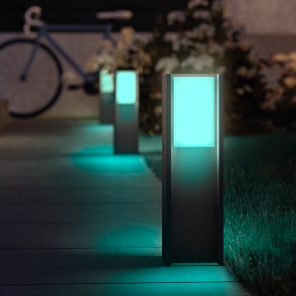 Zahradní sloupkové svítidlo 1x E27 2000–6500K antracitová IP44 Philips HUE White and Color Ambiance Turaco 8721103118455