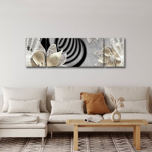 Obraz - 3D zlaté květy (170x50 cm)
