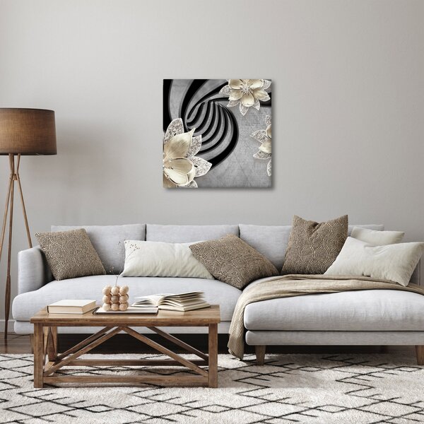 Obraz - 3D zlaté květy (30x30 cm)