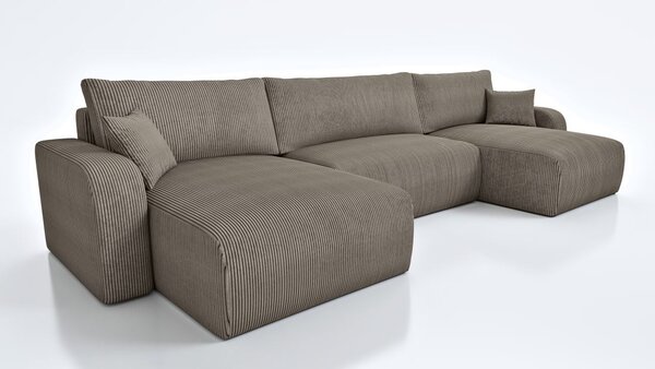 Rozkládací sedací souprava do U - Lavana XL - hnědá