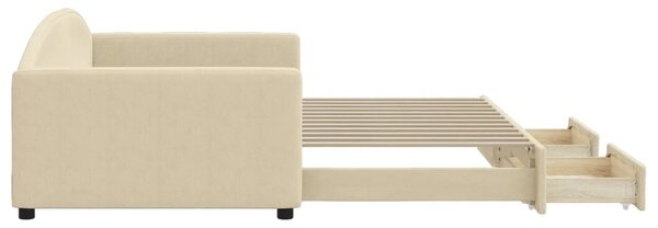 Válenda s přistýlkou a zásuvkami krémová 100 x 200 cm textil 3197233