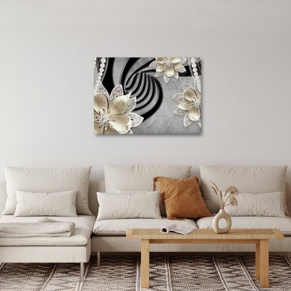 Obraz - 3D zlaté květy (70x50 cm)