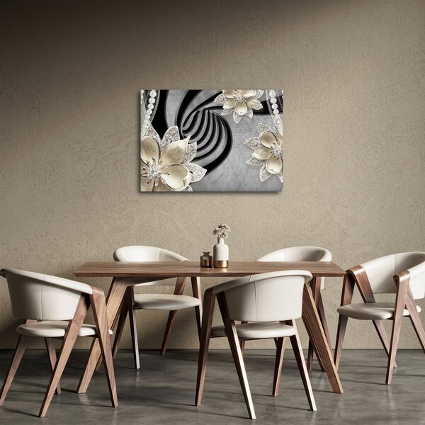 Obraz - 3D zlaté květy (70x50 cm)
