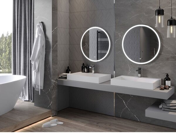 Mexen Gobi zrcadlo koupelnové podsvícené, kulaté 70 cm, LED 6000K, proti-pára - 9801-070-070-611-00