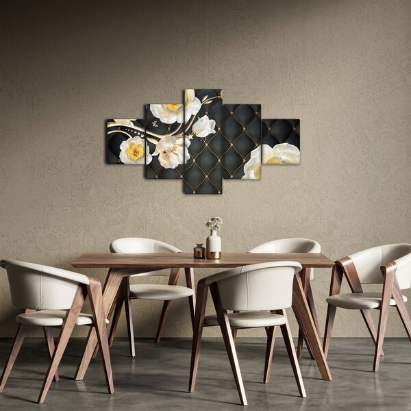 Obraz bílých květů růží (125x70 cm)
