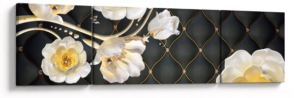 Obraz bílých květů růží (170x50 cm)
