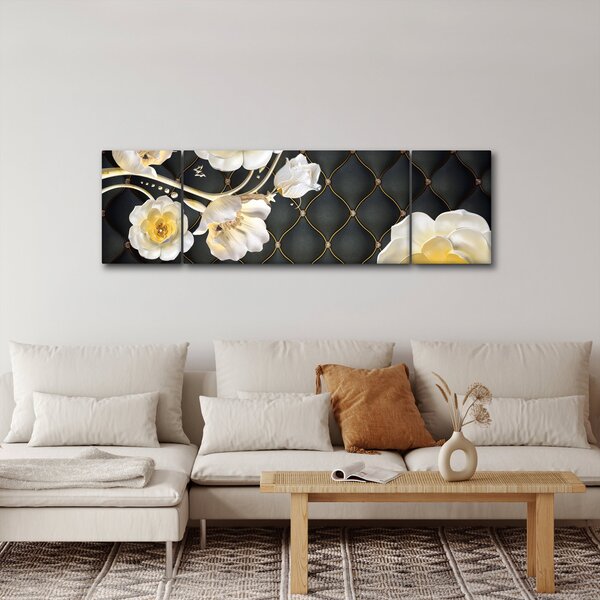 Obraz bílých květů růží (170x50 cm)