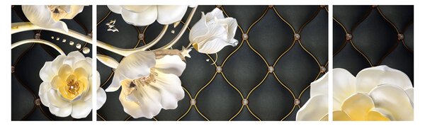Obraz bílých květů růží (170x50 cm)