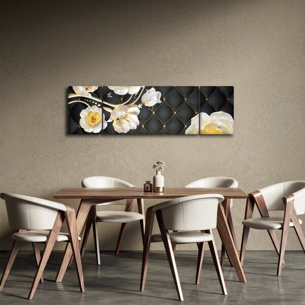 Obraz bílých květů růží (170x50 cm)