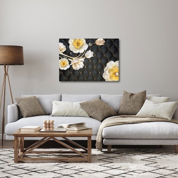 Obraz bílých květů růží (70x50 cm)