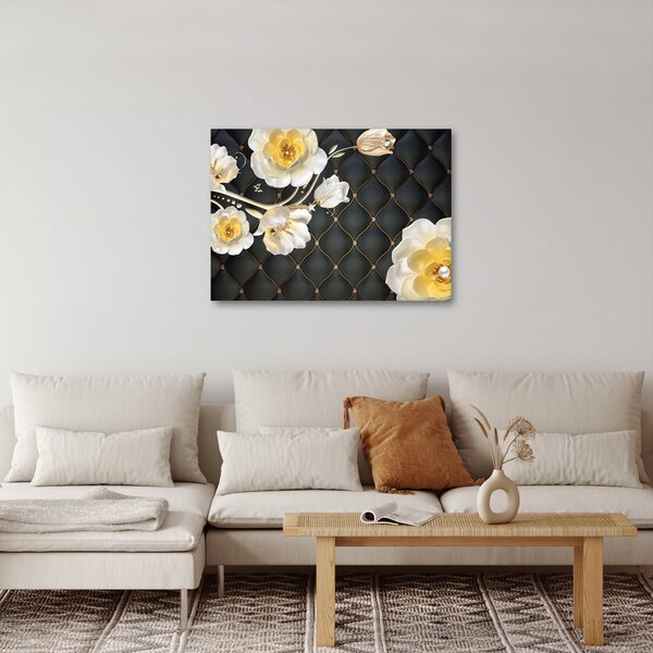 Obraz bílých květů růží (70x50 cm)