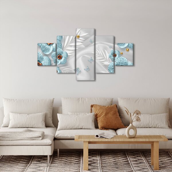 Obraz - 3D modré květy (125x70 cm)