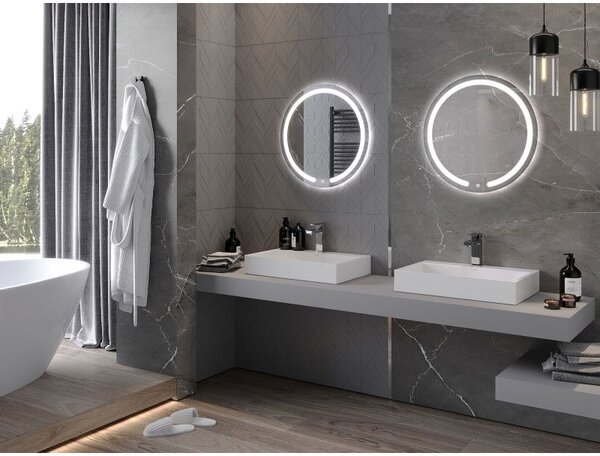 Mexen Rose koupelnové zrcadlo podsvícené, kulaté 60 cm, LED 6000K, proti zamlžení - 9810-060-060-611-00