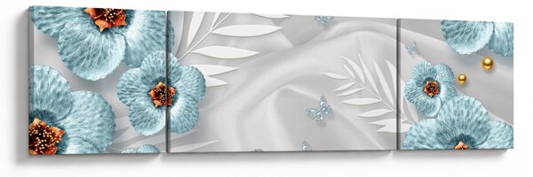 Obraz - 3D modré květy (170x50 cm)