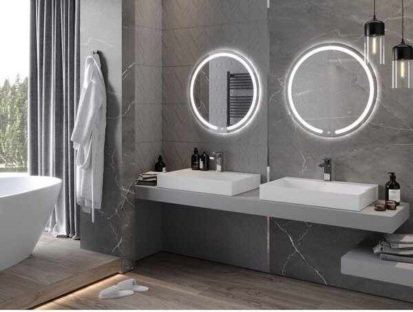 Mexen Rose kulaté koupelnové zrcadlo s podsvícením, kulaté 70 cm, LED 6000K, antifog - 9810-070-070-611-00