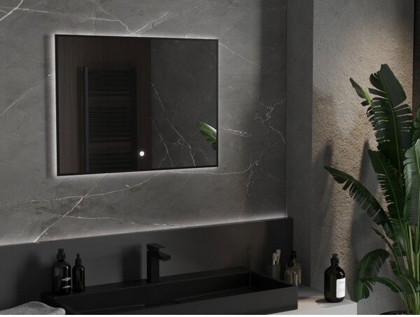 Mexen Erma koupelnové zrcadlo s podsvícením 80 x 60 cm, LED 6000K, proti zamlžení, černý rám - 9814-080-060-611-70