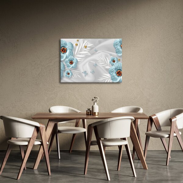 Obraz - 3D modré květy (70x50 cm)
