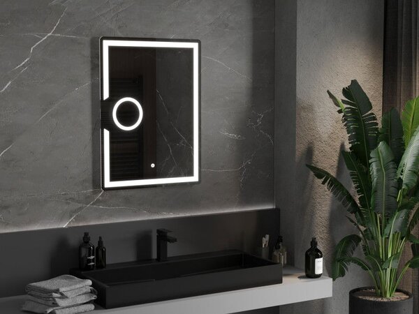 Mexen Onyx osvětlené koupelnové zrcadlo s kosmetickým zrcátkem 60 x 80 cm, LED 6000K, proti zamlžování - 9813-060-080-611-00