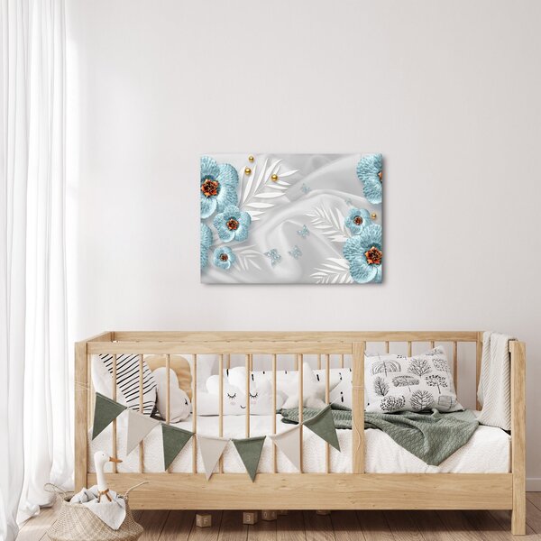 Obraz - 3D modré květy (70x50 cm)