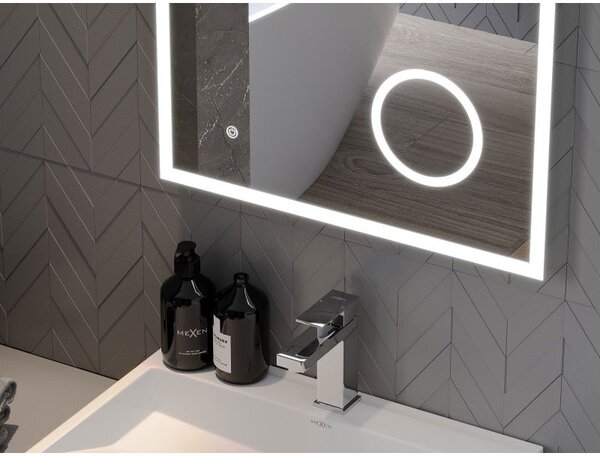 Mexen Kala podsvícené koupelnové zrcadlo s kosmetickým zrcátkem 60 x 80 cm, LED 6000K, antikondenzace - 9820-060-080-611-00