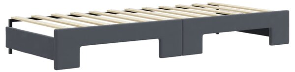 Válenda s přistýlkou a zásuvkami tmavě šedá 80 x 200 cm samet 3197343