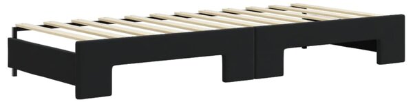 Válenda s přistýlkou a zásuvkami černá 80 x 200 cm samet 3197346