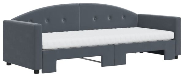 Válenda s přistýlkou a matracemi tmavě šedá 80 x 200 cm samet 3197319