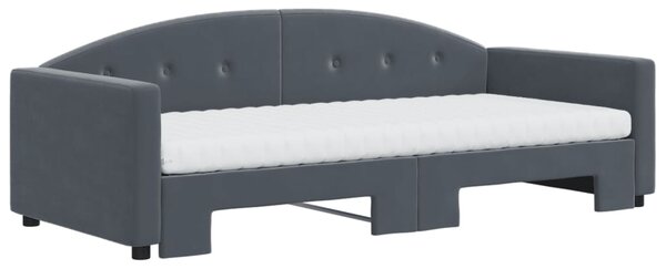 Válenda s přistýlkou a matracemi tmavě šedá 90 x 200 cm samet 3197326