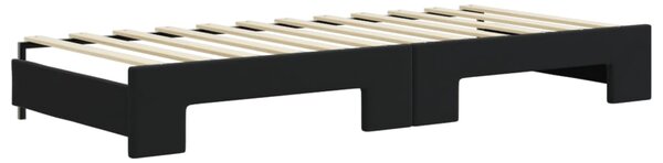 Válenda s přistýlkou a zásuvkami černá 90 x 200 cm samet 3197353