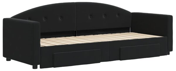 Válenda s přistýlkou a zásuvkami černá 80 x 200 cm samet 3197346