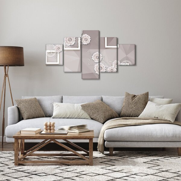 Obraz s béžovými květy (125x70 cm)