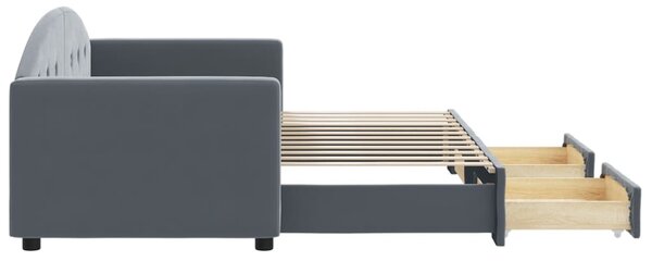 Válenda s přistýlkou a zásuvkami tmavě šedá 80 x 200 cm samet 3197343