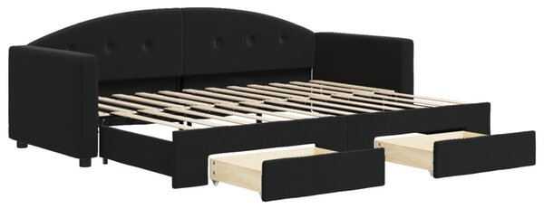 Válenda s přistýlkou a zásuvkami černá 80 x 200 cm samet 3197346