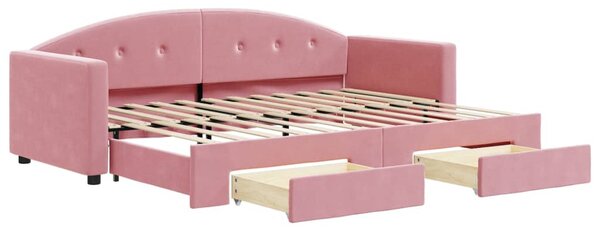 Válenda s přistýlkou a zásuvkami růžová 80 x 200 cm samet 3197345