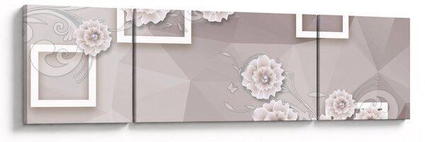 Obraz s béžovými květy (170x50 cm)